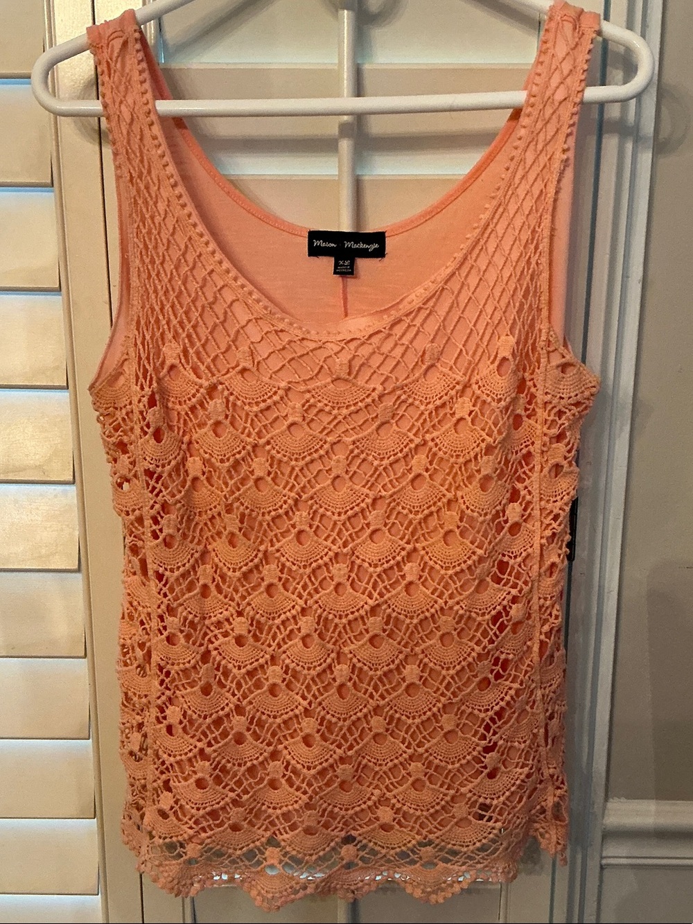 Women’s Crochet Overlay Tank Top in Peach by